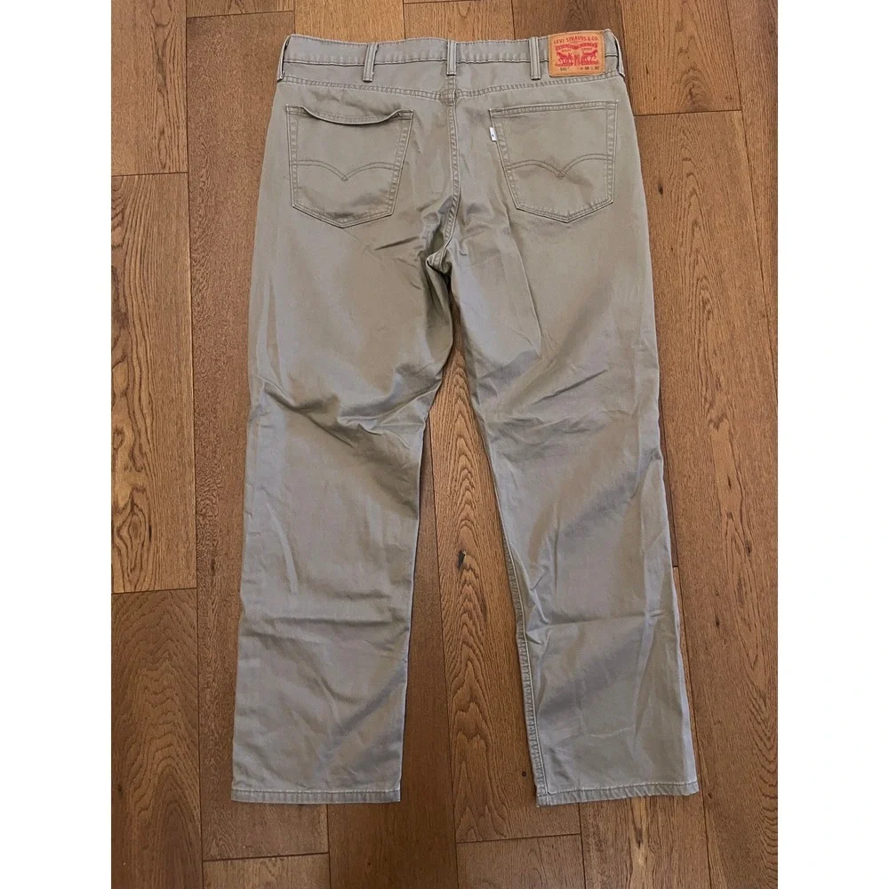 Levis 541 Athletic Taper Pants Mens 38 Khaki Tan Excellent Blank Trademark Tab